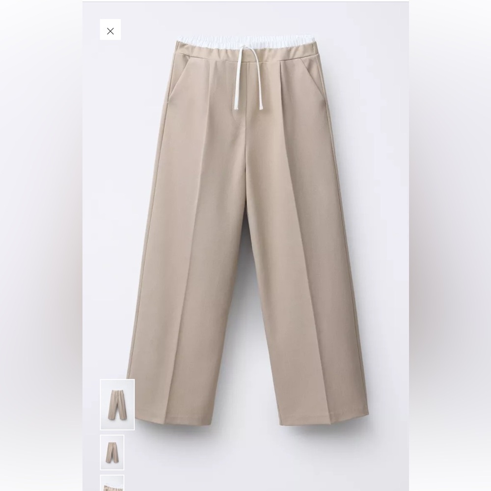 Zara DOUBLE WAISTBAND WIDE-LEG PANTS size XL in perfect preowned condition